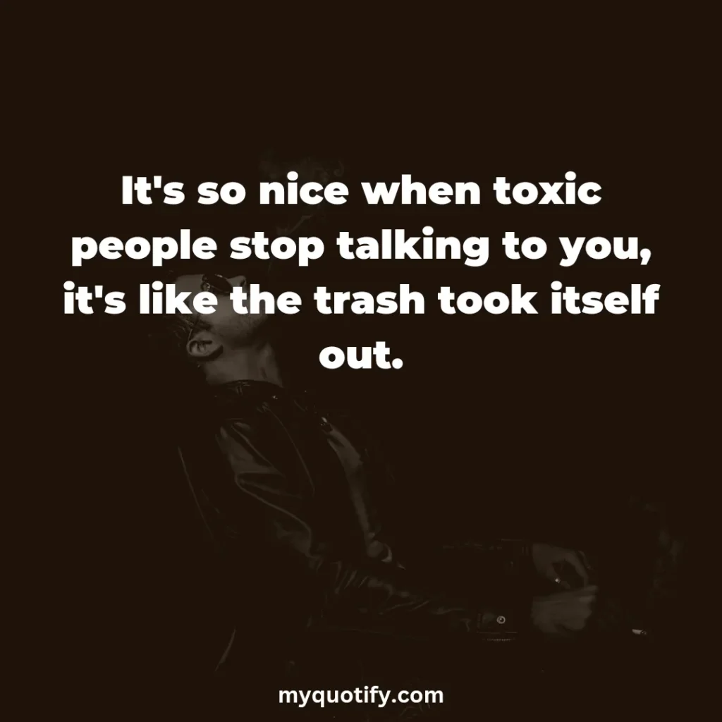 It's so nice when toxic people stop talking to you, it's like the trash took itself out.