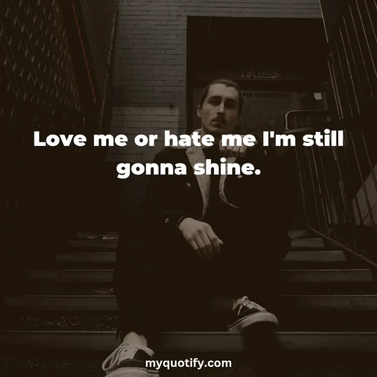 Love me or hate me I’m still gonna shine.