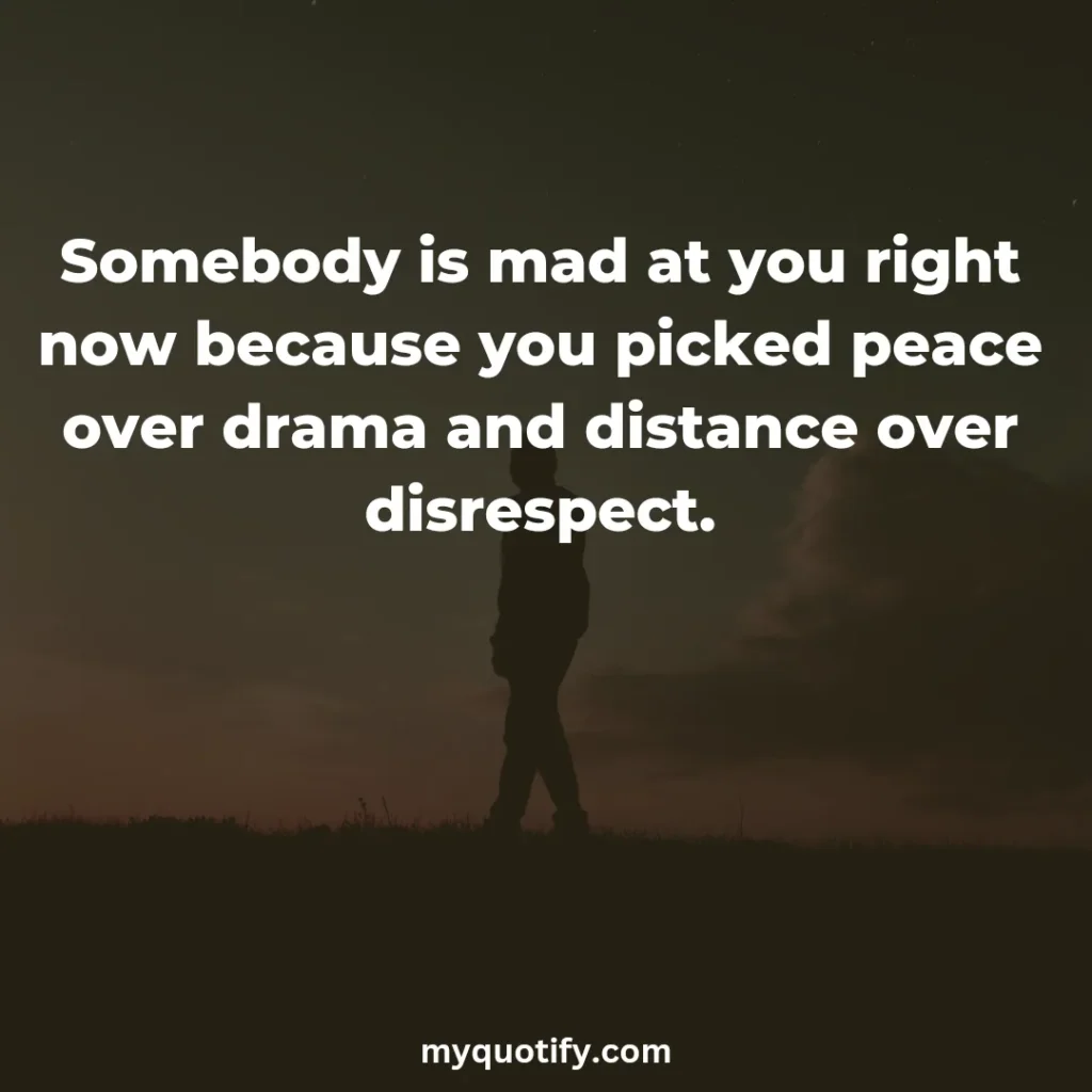 Somebody is mad at you right now because you picked peace over drama and distance over disrespect.