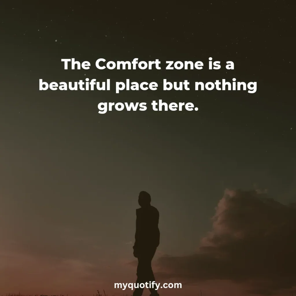 The Comfort zone is a beautiful place but nothing grows there.