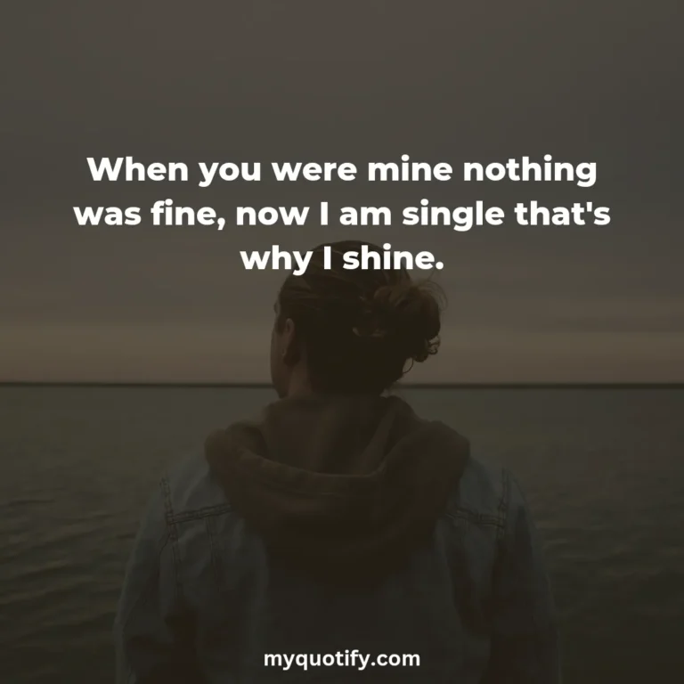 When you were mine nothing was fine, now I am single that’s why I shine.