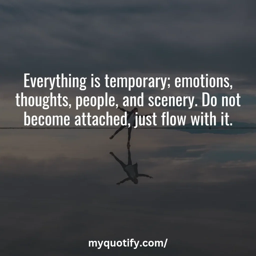 Everything is temporary; emotions, thoughts, people, and scenery. Do not become attached, just flow with it.