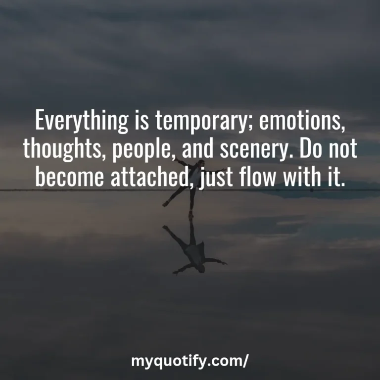 Everything is temporary; emotions, thoughts, people, and scenery. Do not become attached, just flow with it.