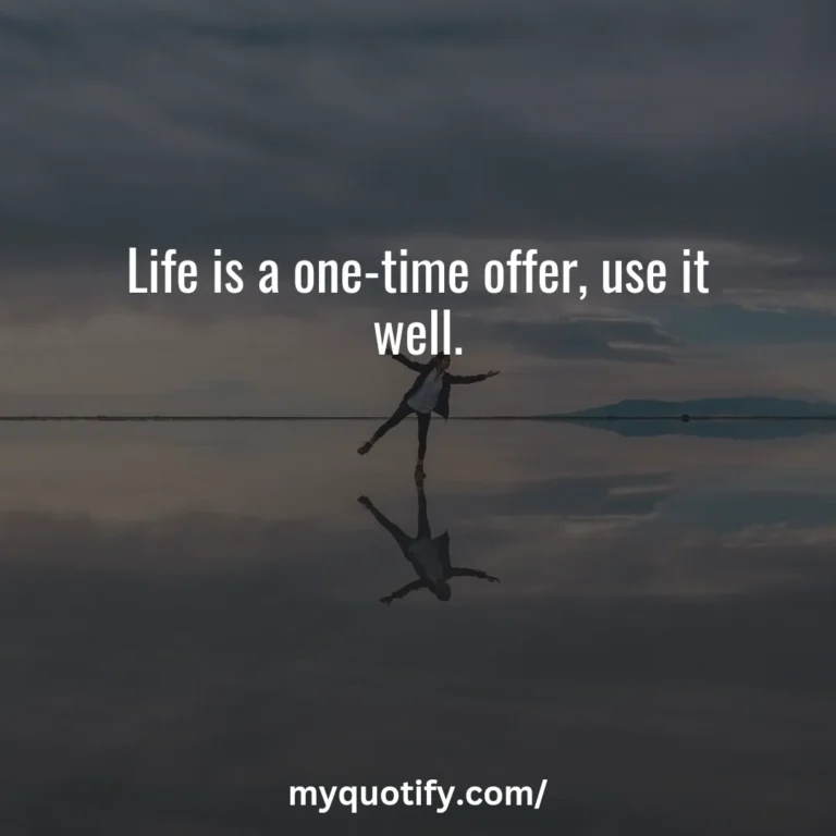 Life is a one-time offer, use it well.