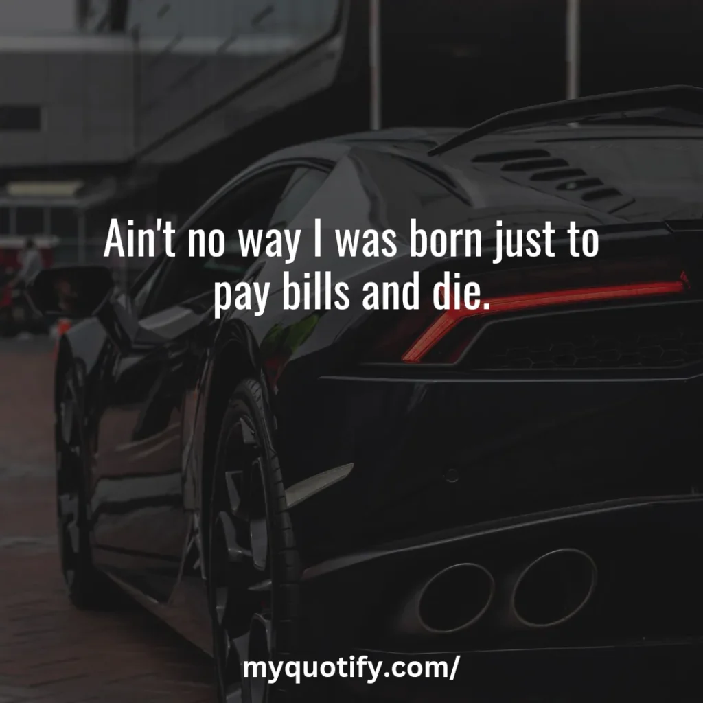 Ain't no way I was born just to pay bills and die.