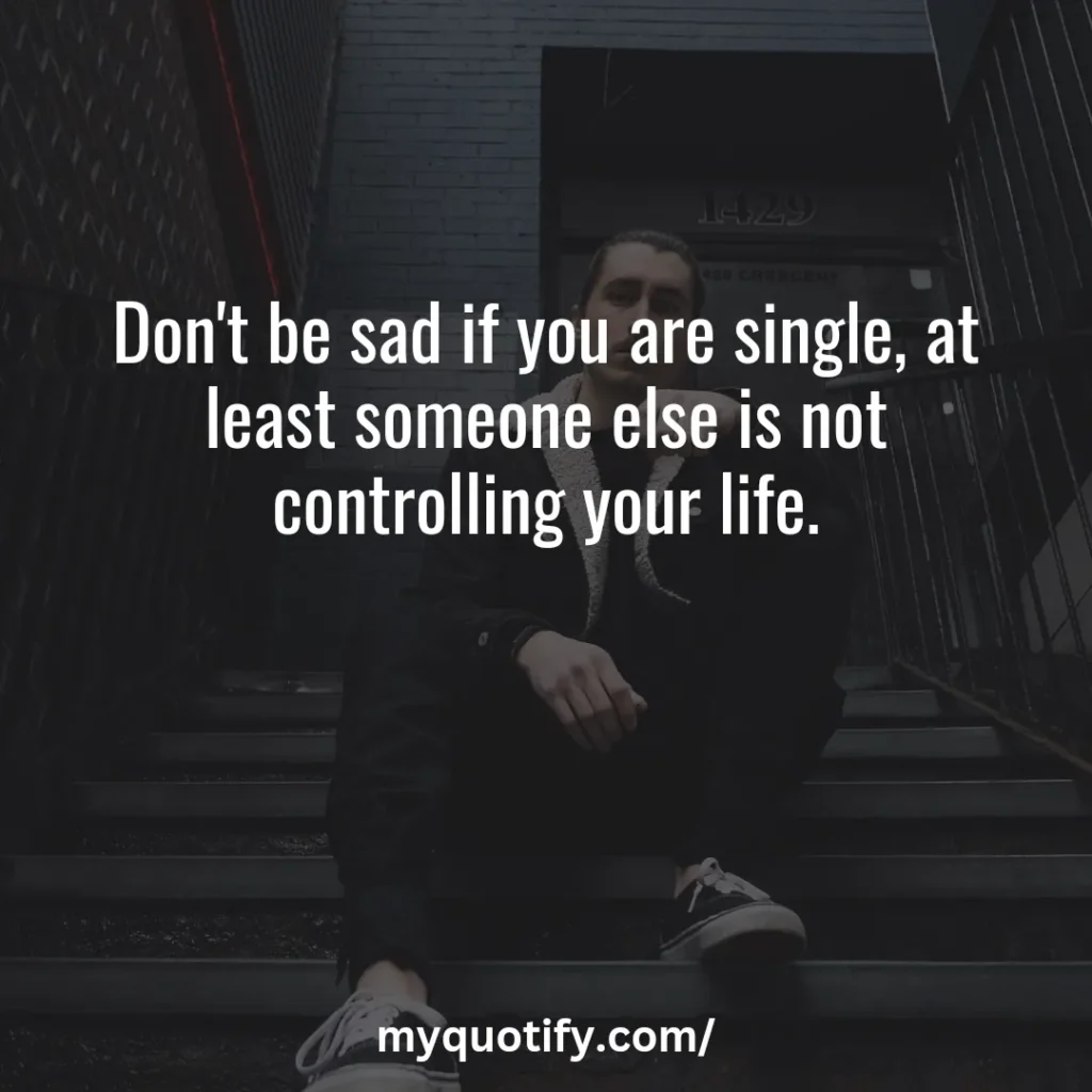 Don't be sad if you are single, at least someone else is not controlling your life.