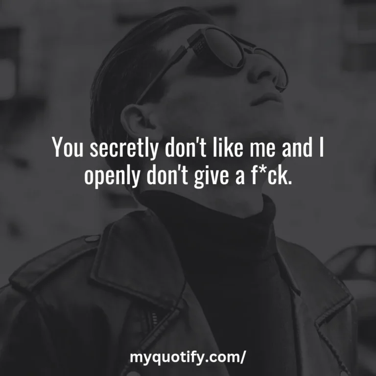 You secretly don’t like me and I openly don’t give a f*ck.