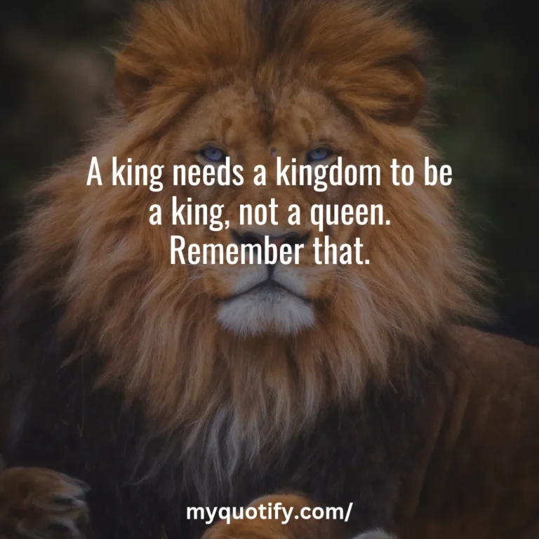 A king needs a kingdom to be a king, not a queen. Remember that.