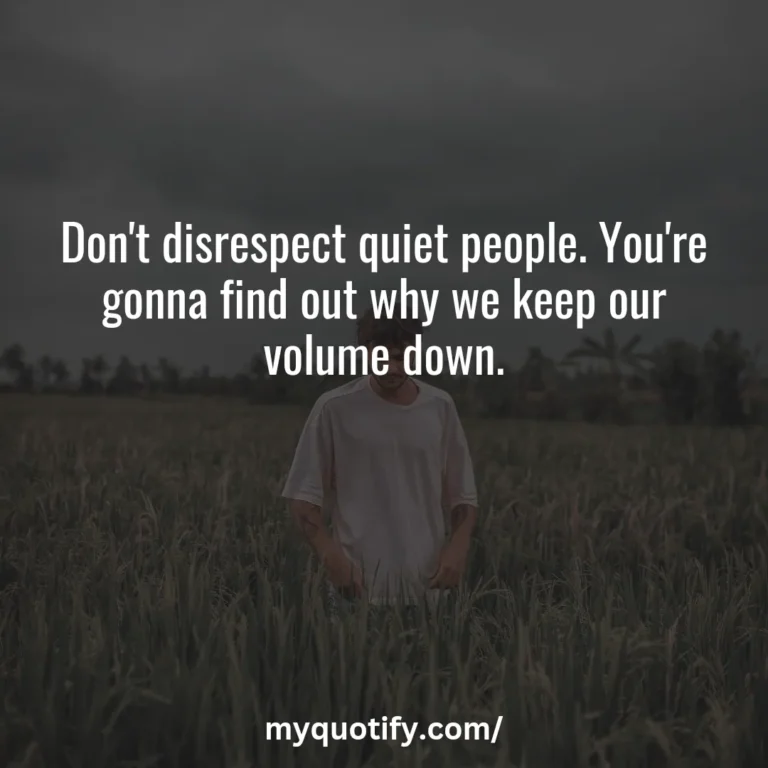 Don’t disrespect quiet people. You’re gonna find out why we keep our volume down.