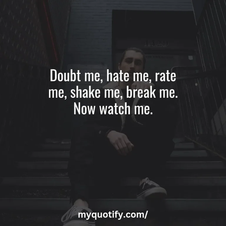 Doubt me, hate me, rate me, shake me, break me. Now watch me.