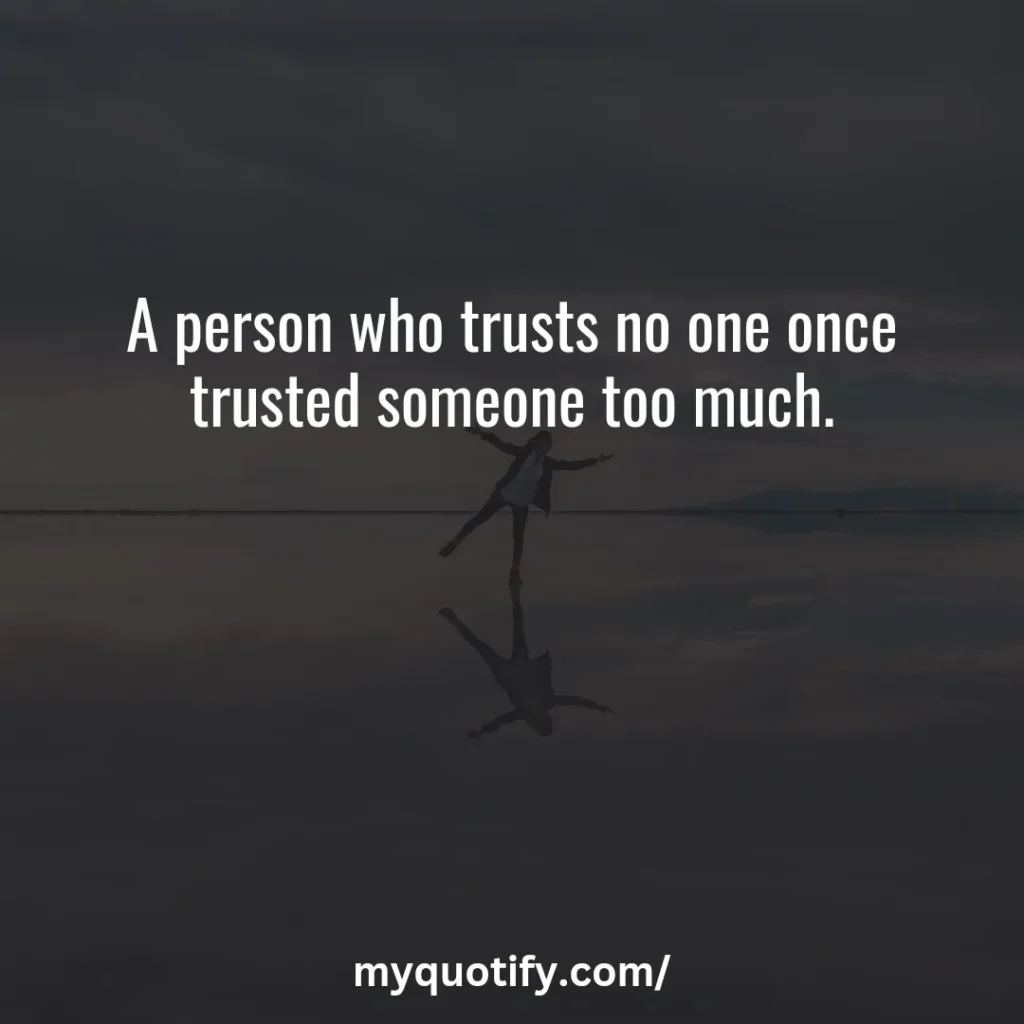 A person who trusts no one once trusted someone too much.