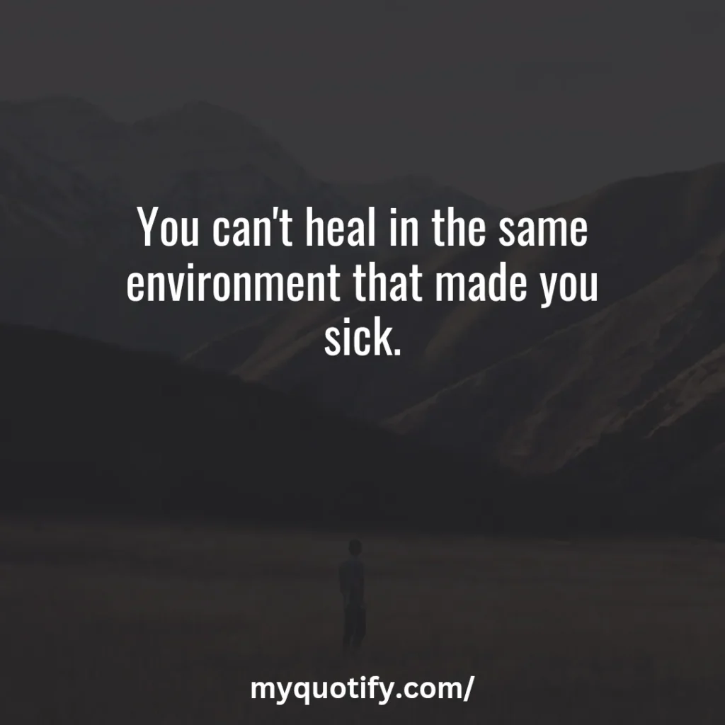 You can't heal in the same environment that made you sick.