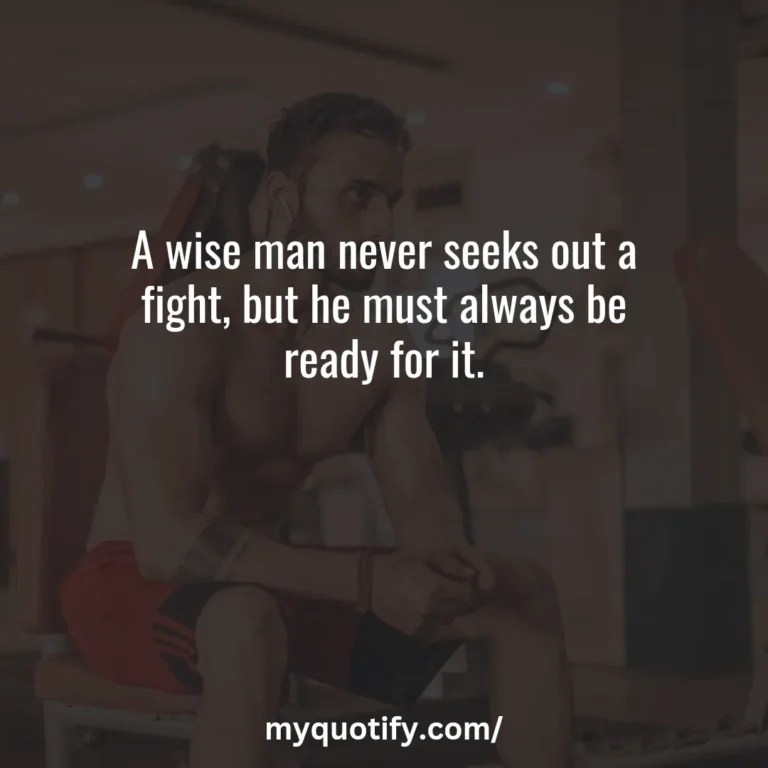 A wise man never seeks out a fight, but he must always be ready for it.