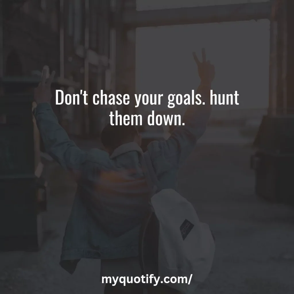 Don't chase your goals. hunt them down.