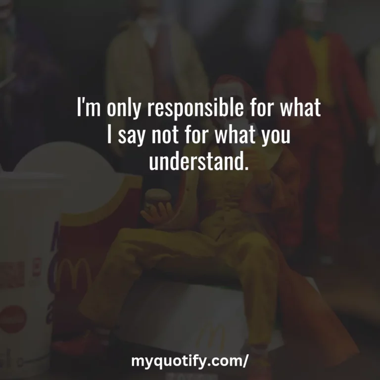 I’m only responsible for what I say not for what you understand.