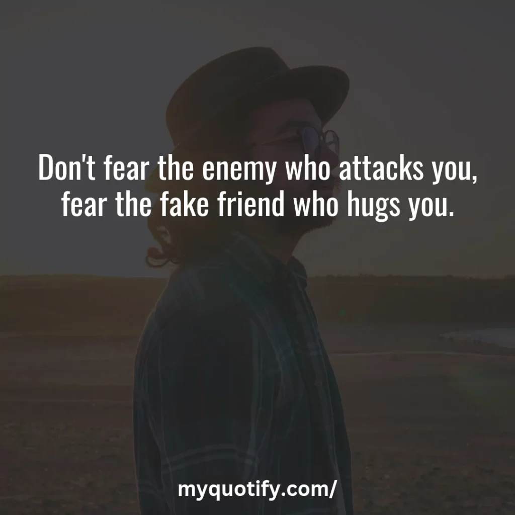 Don't fear the enemy who attacks you, fear the fake friend who hugs you.