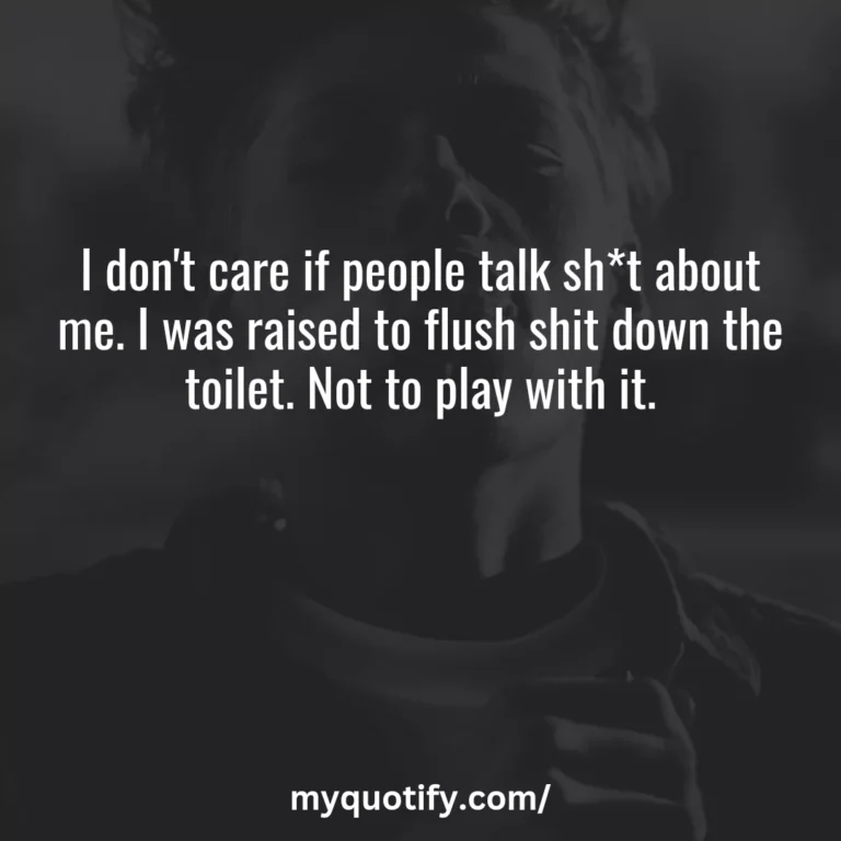 I don’t care if people talk sh*t about me. I was raised to flush shit down the toilet. Not to play with it.