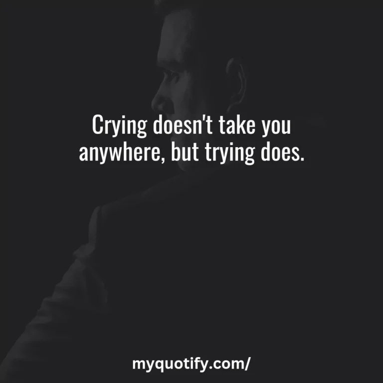 Crying doesn’t take you anywhere, but trying does.