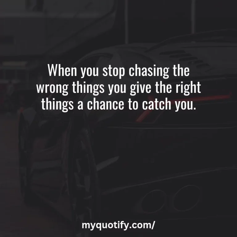 When you stop chasing the wrong things you give the right things a chance to catch you.