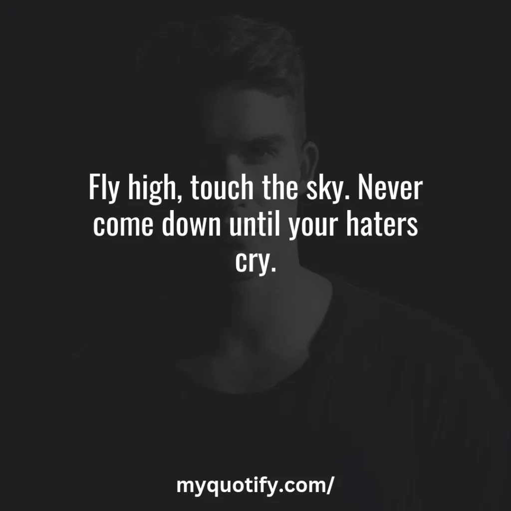 Fly high, touch the sky. Never come down until your haters cry.