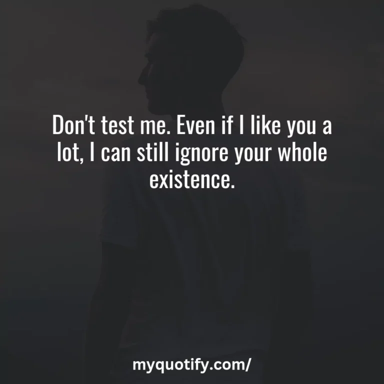 Don’t test me. Even if I like you a lot, I can still ignore your whole existence.