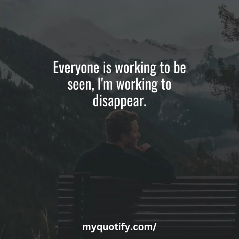 Everyone is working to be seen, I’m working to disappear.