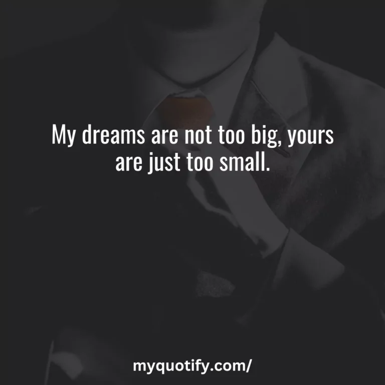 My dreams are not too big, yours are just too small.